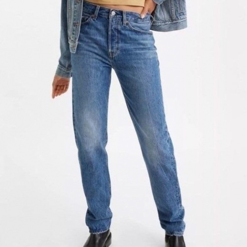 Levis Premium 501 81 Womens High Rise Straight Leg Jeans Medium Wash W29 L29